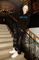 PHANTOMHUNTER Diamond Graphic Cropped Zip Hoodie