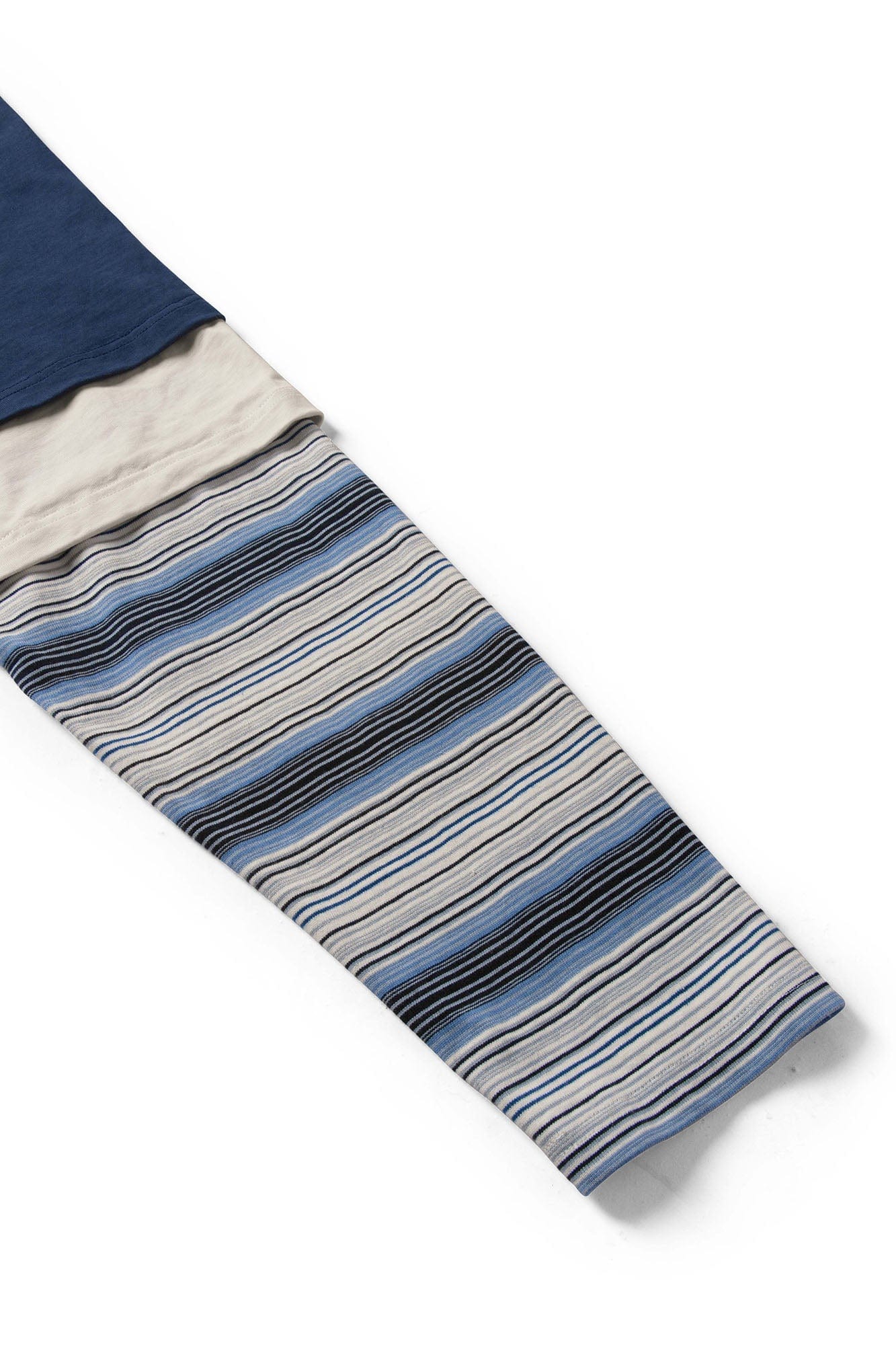 RELABEL Layered Stripe-Sleeve Lace-Up Sweatshirt Blue