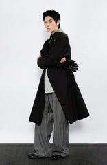 7440 37 1 Arc Placket Dual-Collar Contrast Interior Coat