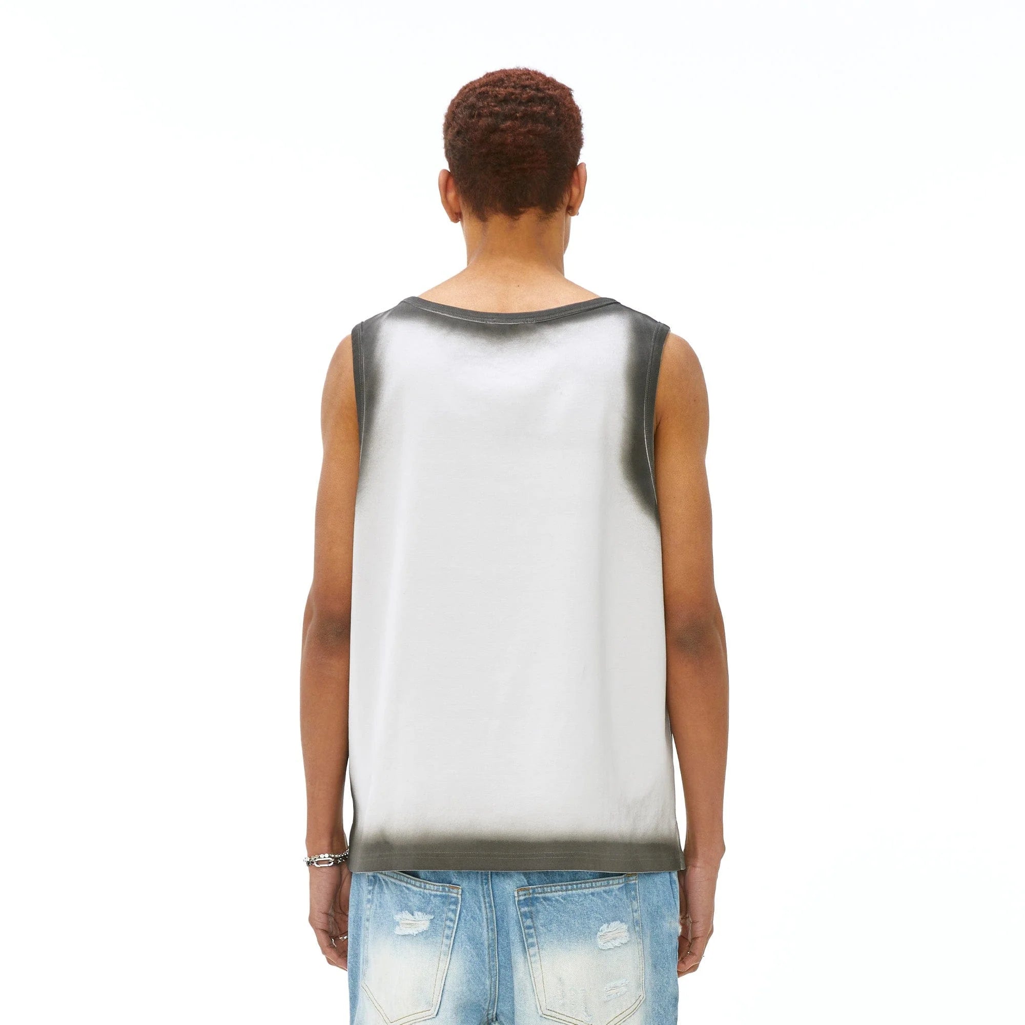 VANN VALRENCE Distressed Edge-Sprayed Oversized Tank Top