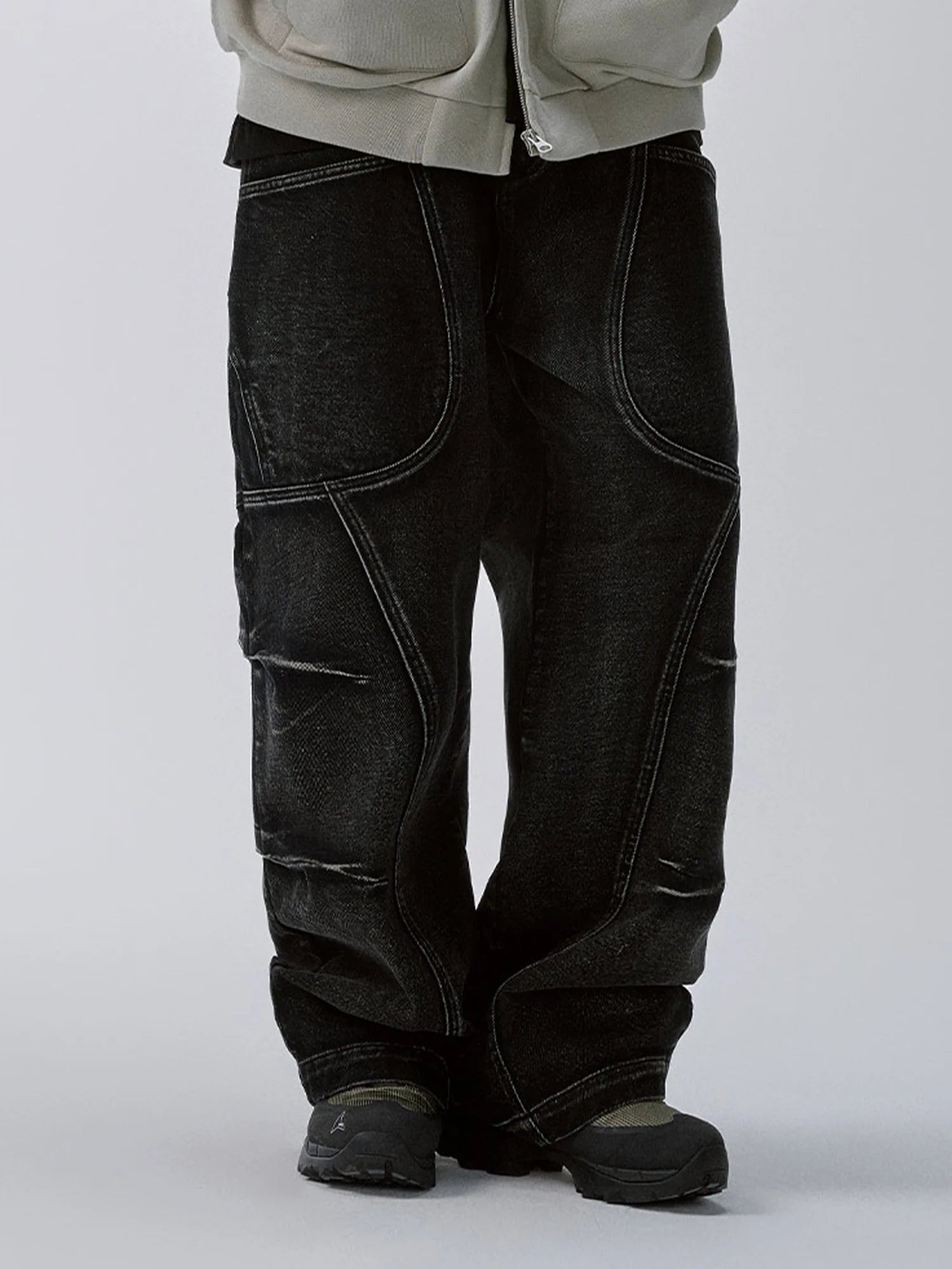 F2CE Washed Deconstructed Oversized Denim Cargo Pants