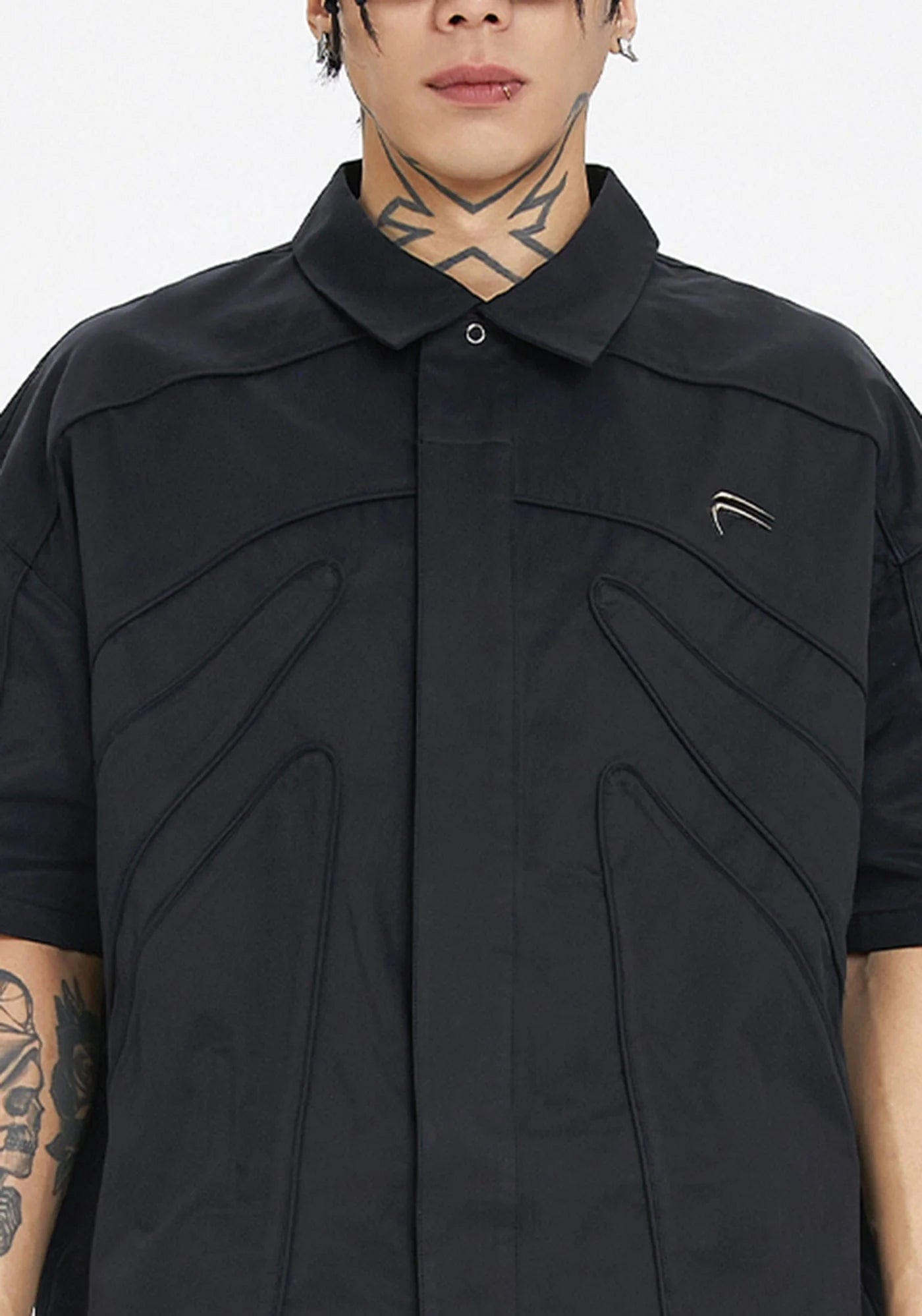 F2CE Spliced Metal Logo Half Shirt
