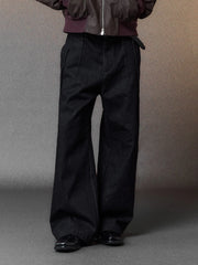 ALVNG AR ANTS Pleated Straight-Leg Denim Trousers