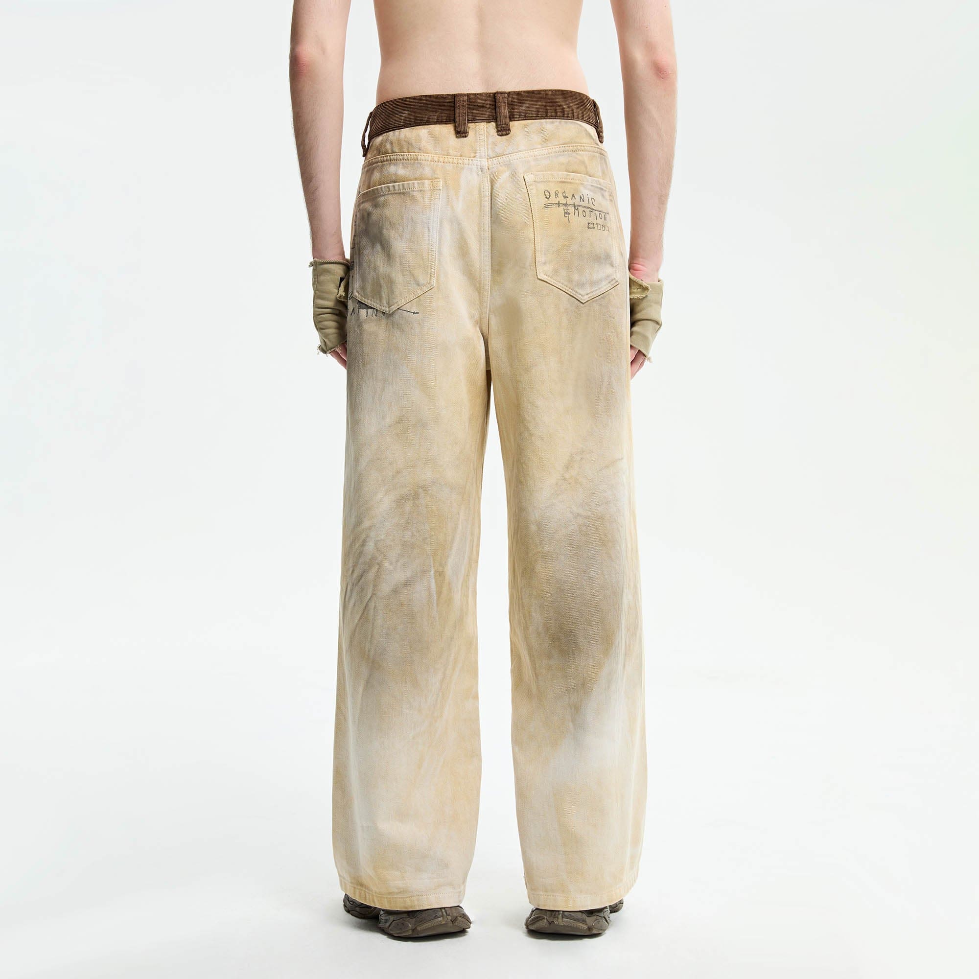 ORGANIC EMOTION Dirty Fit Distressed Wide-Leg Pants