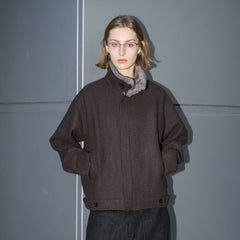 LABELROOM Modern Faux-Fur Collar Wool Jacket Brown
