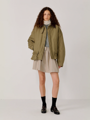 OPICLOTH Faux Leather Collar Windproof Jacket