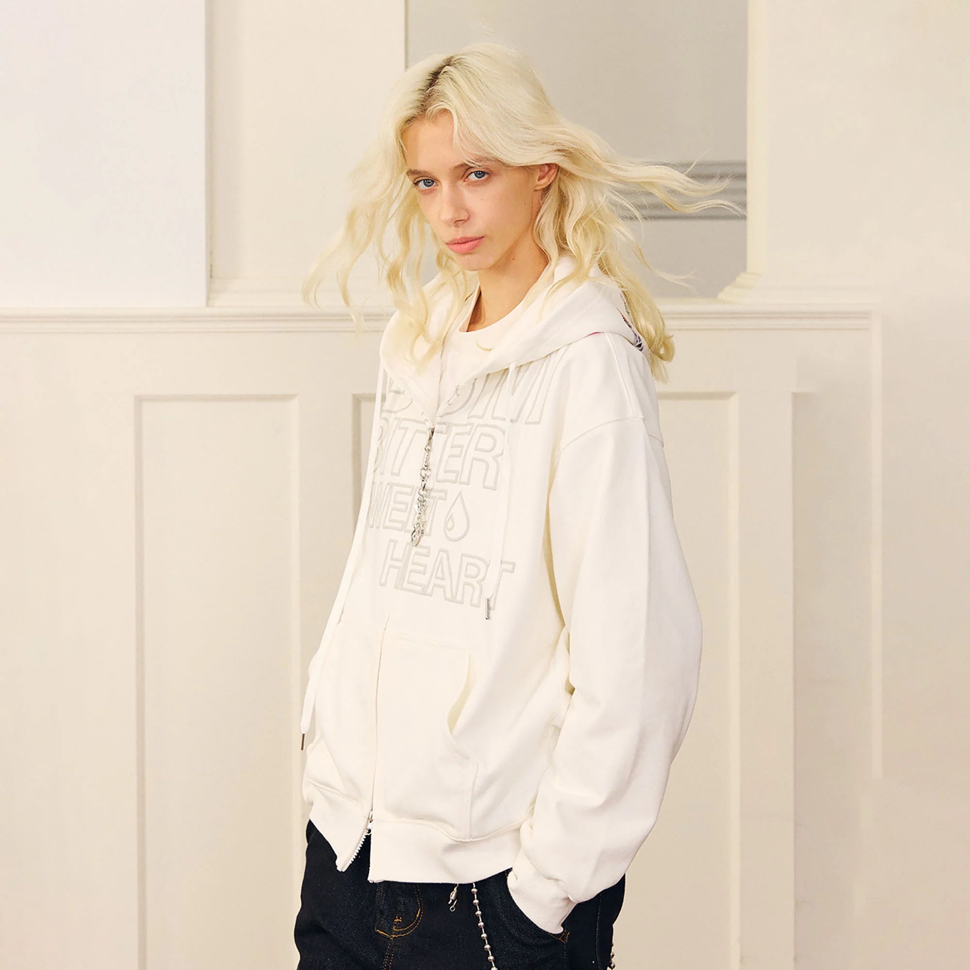DONSMOKE Hairclip Graphic Double-Zip Hooded Jacket