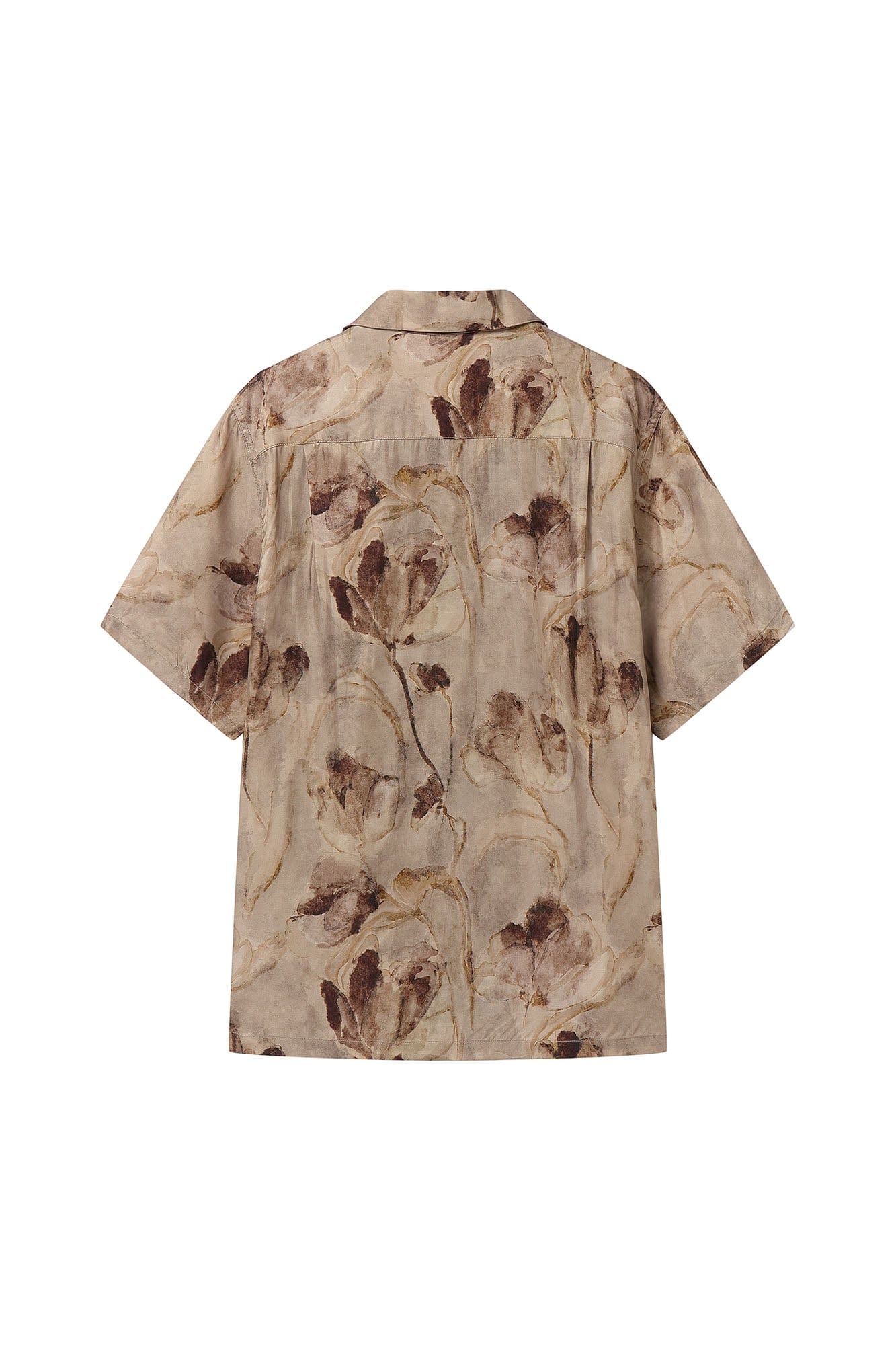 MOITIEDEPETALE Floral Accordion Pleats Cupro Blended Half Shirt