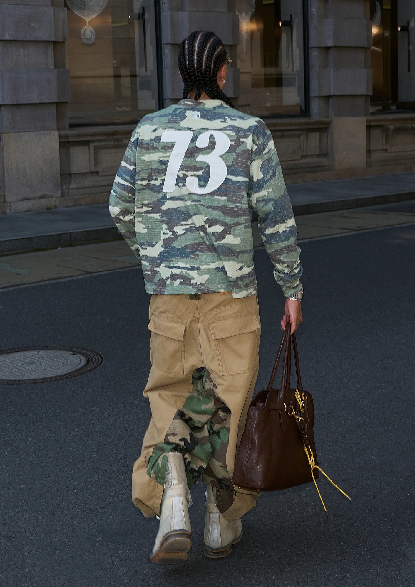 STEEPC No.73 Patch Washed Camo Long-Sleeve Tee
