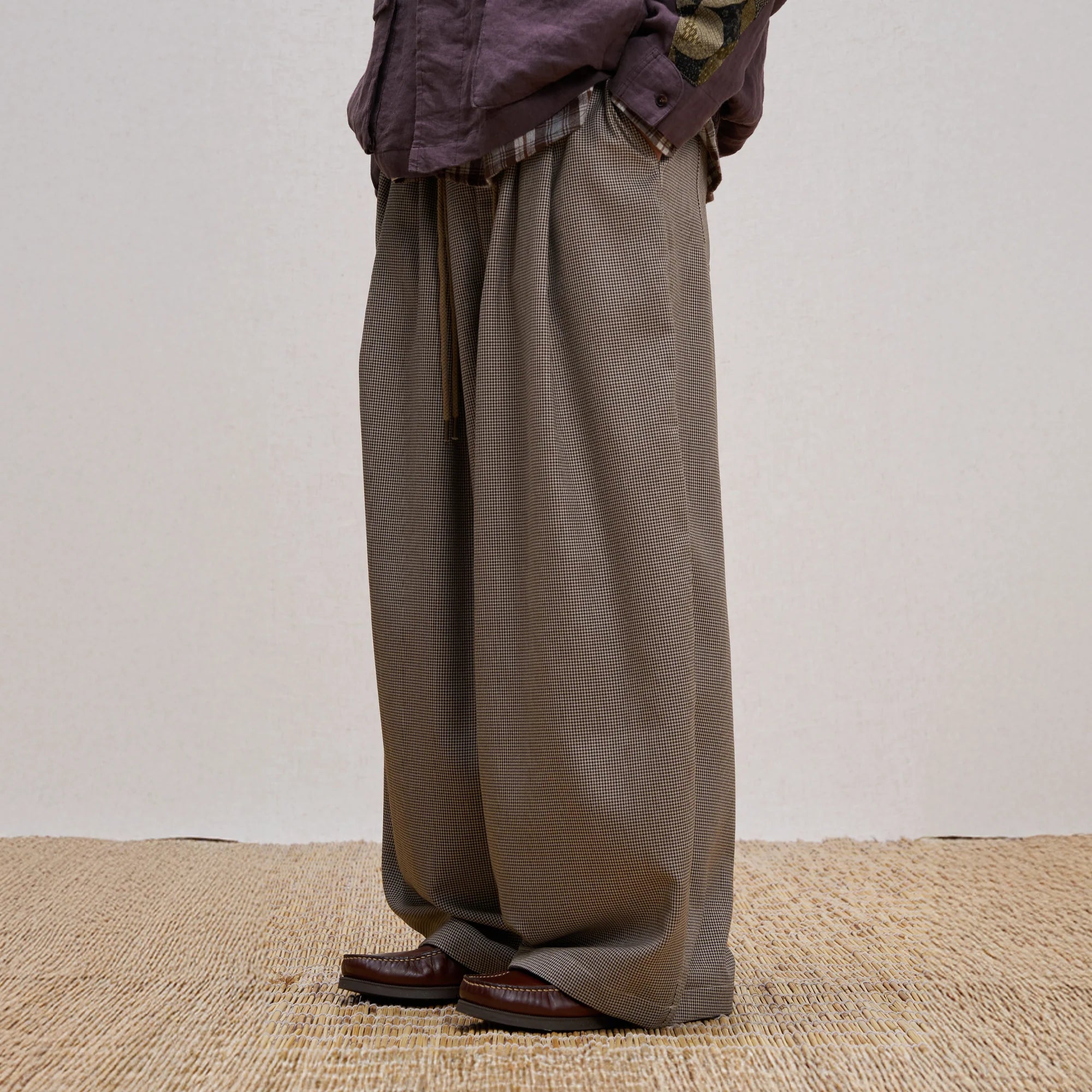 UNLIMITED MOTE Wool Blend Houndstooth Drawstring Balloon Pants