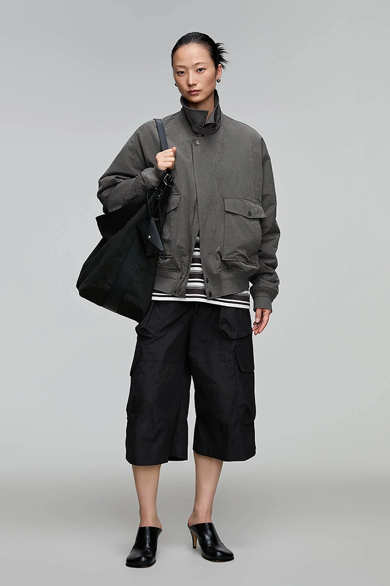 OPICLOTH Retro Stand-Collar Bomber Jacket