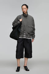 OPICLOTH Retro Stand-Collar Bomber Jacket