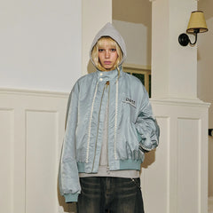 DONSMOKE Glossy Contrast Whipstitch Bomber Jacket