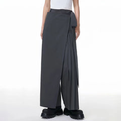 TUIMU Asymmetrical Wrap Pleated Wide-Leg Trousers