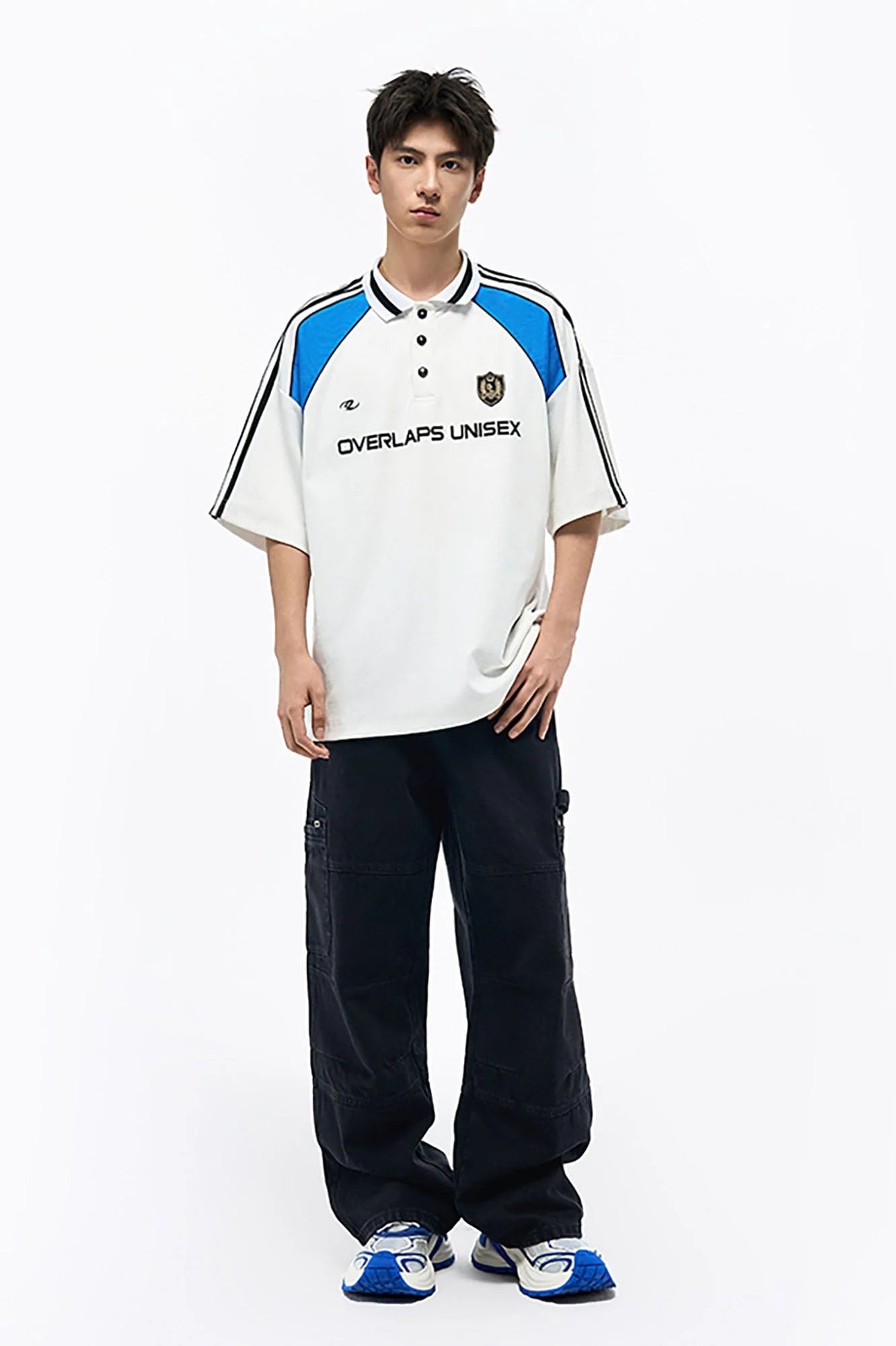 OVERLAPS Washed Multi-Pocket Cargo Jeans