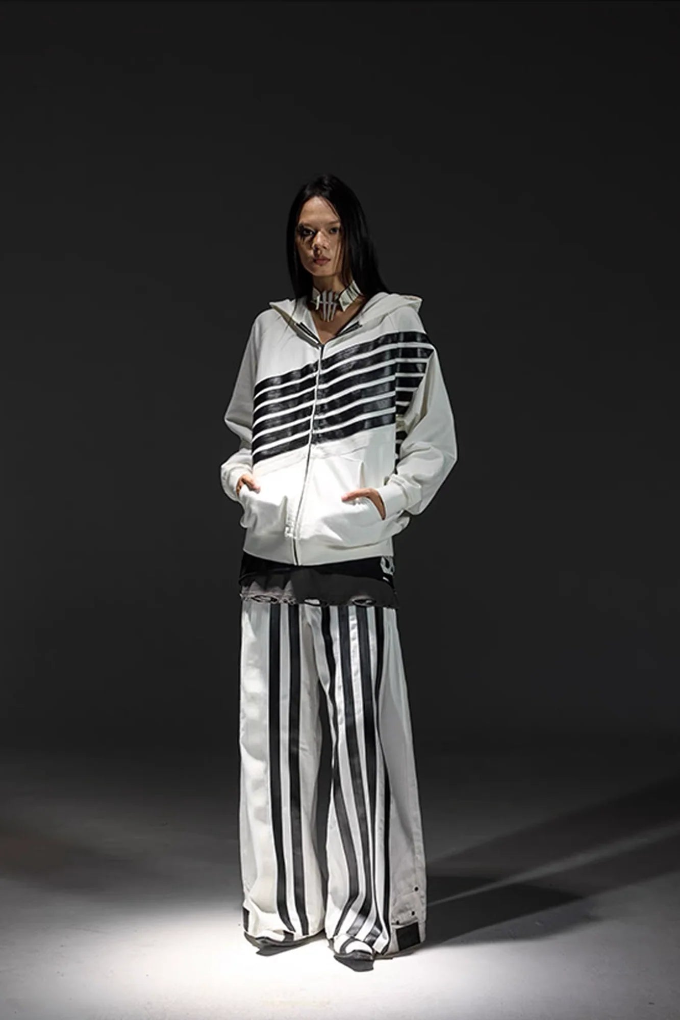 NOTHINGNESS WORLD Four-Stripe Wide-Leg Sweatpants