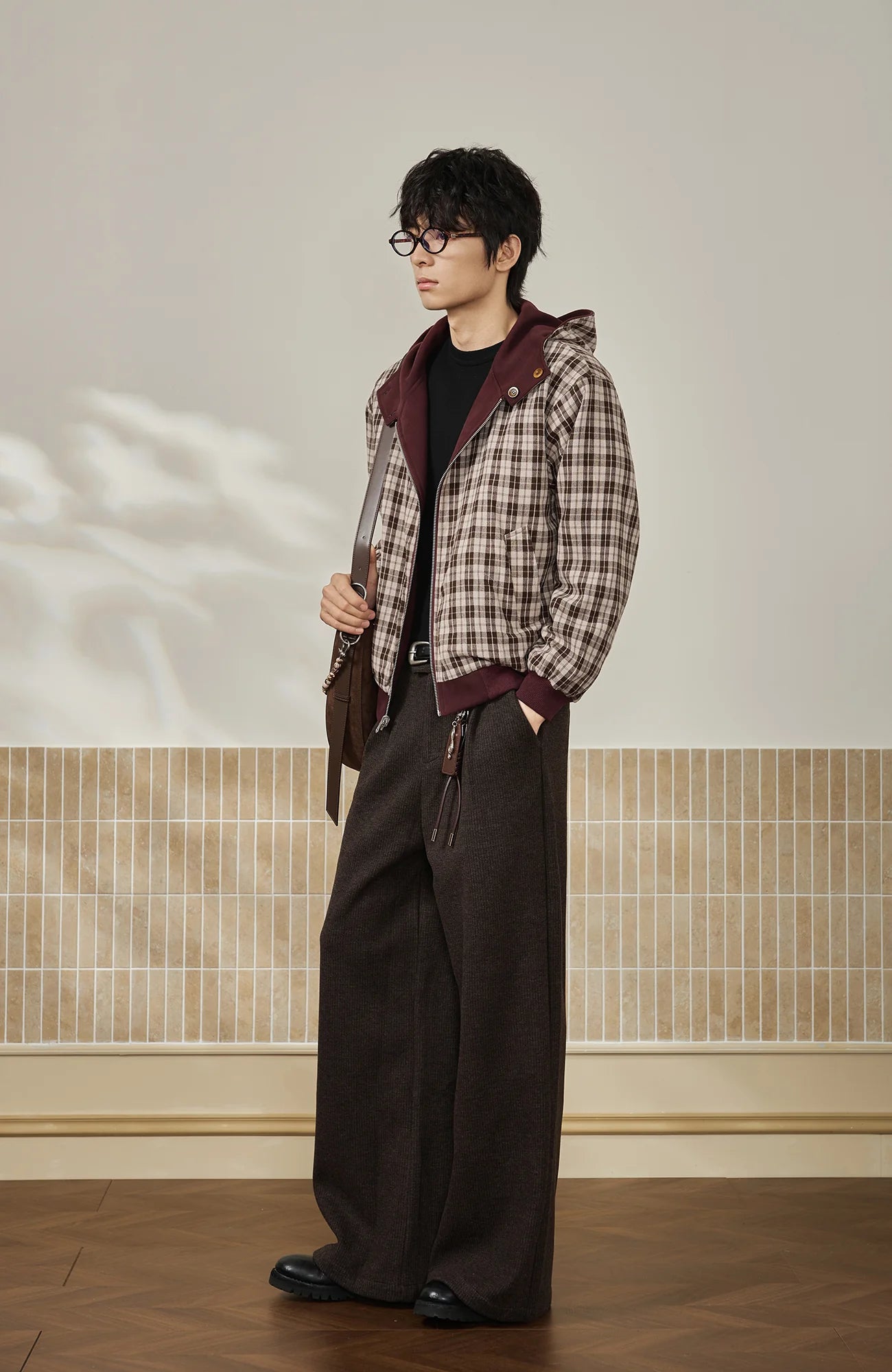 MOITIEDEPETALE Reversible Plaid Liner Hooded Jacket