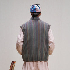 UNLIMITED MOTE Stripe Stand-Collar Padded Vest