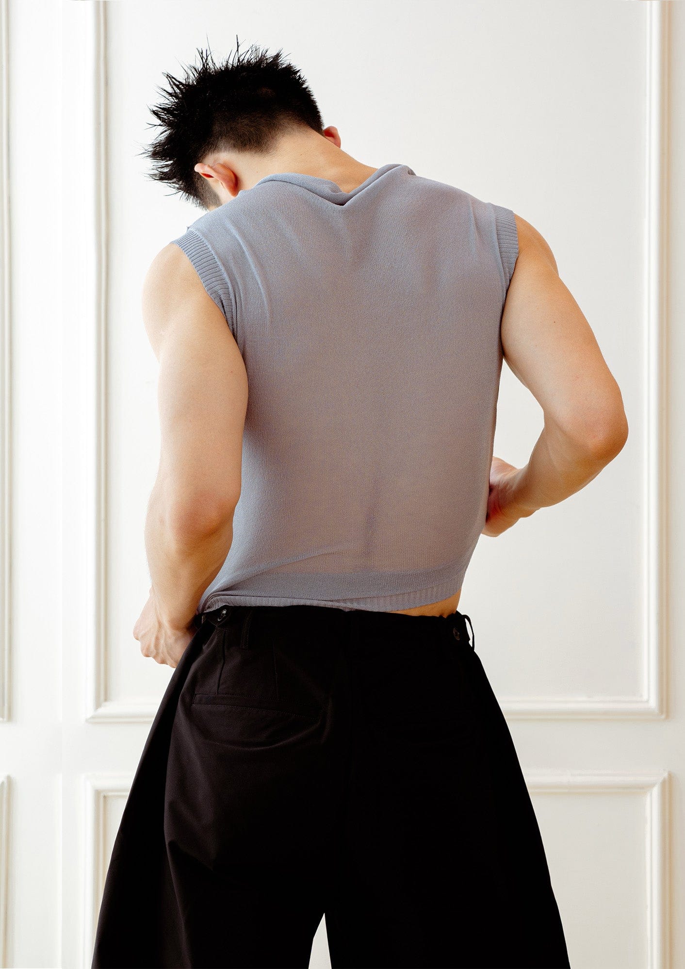 KADAKADA Retro Cowl-Neck Knited Sleeveless T-Shirt