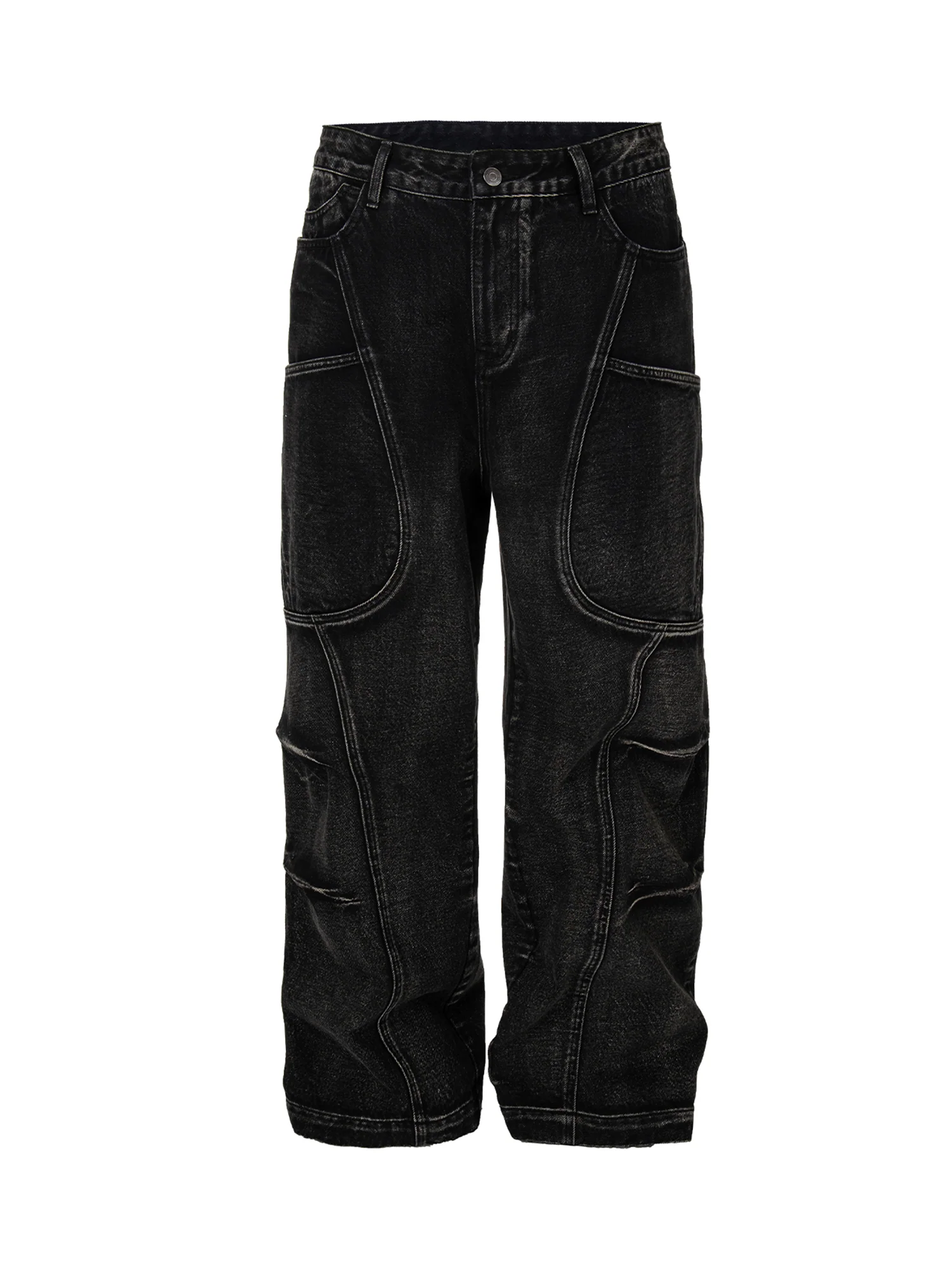 F2CE Washed Deconstructed Oversized Denim Cargo Pants