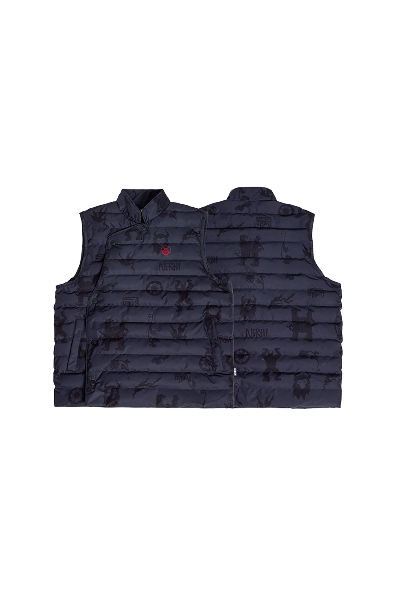 NERHI Asym Button Full-Print Puffer Vest