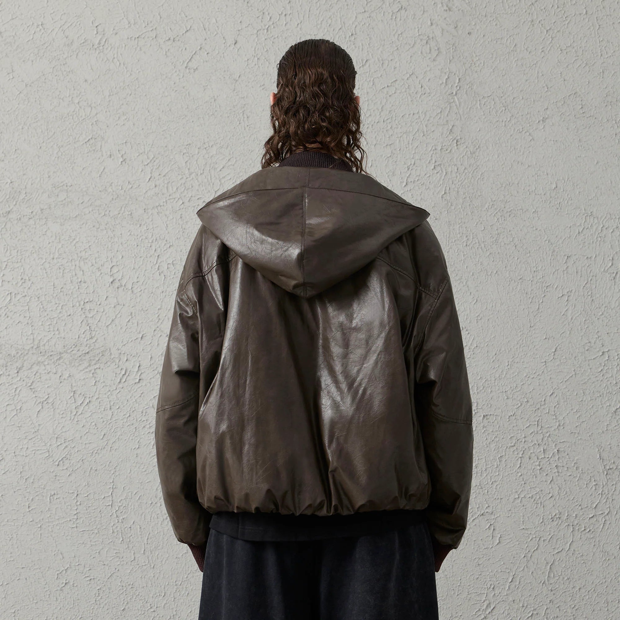 ORGANIC EMOTION Deconstructed PU Oversized Puffer Jacket