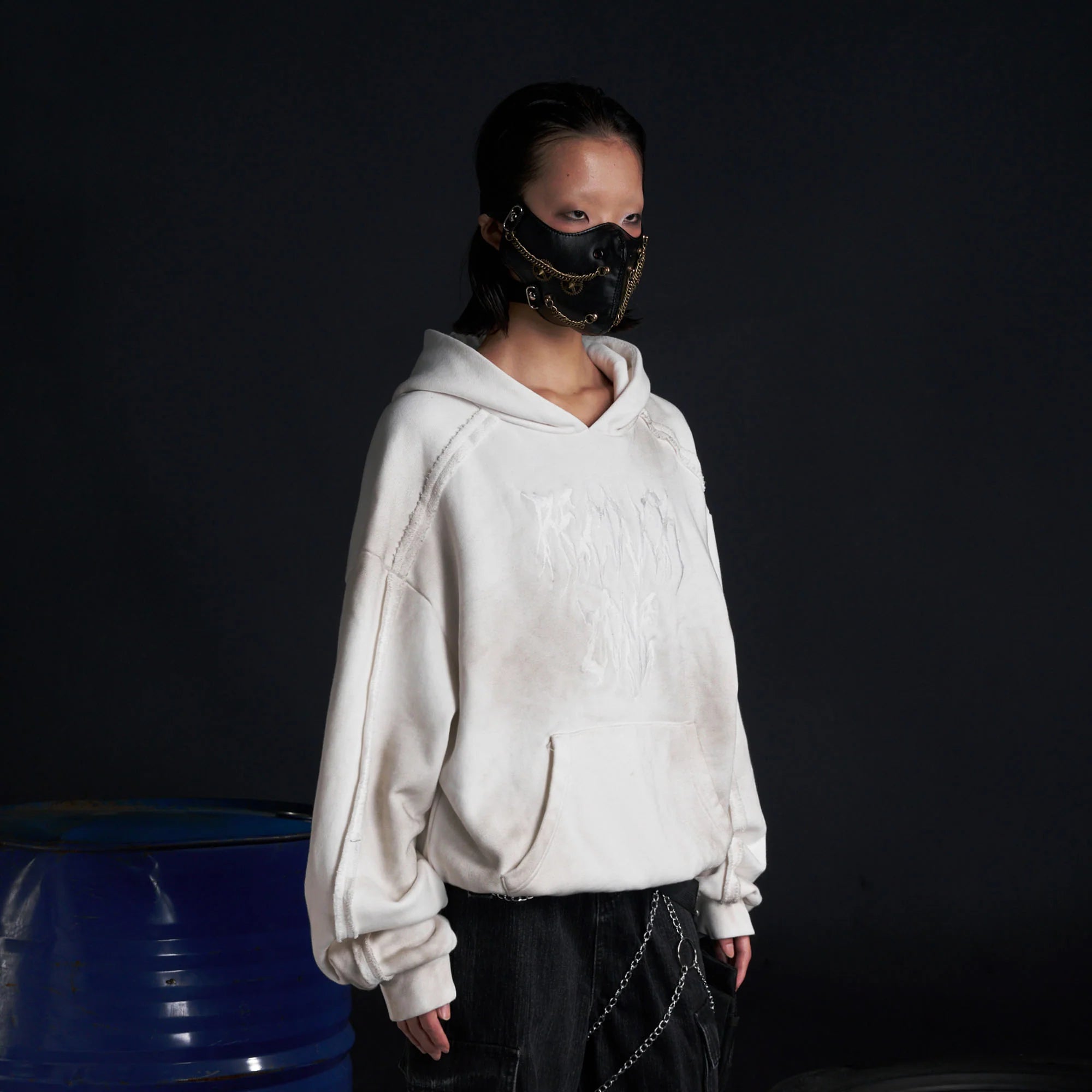RECOVER ZONE LOGO Embroidered Dirty Wash Hoodie