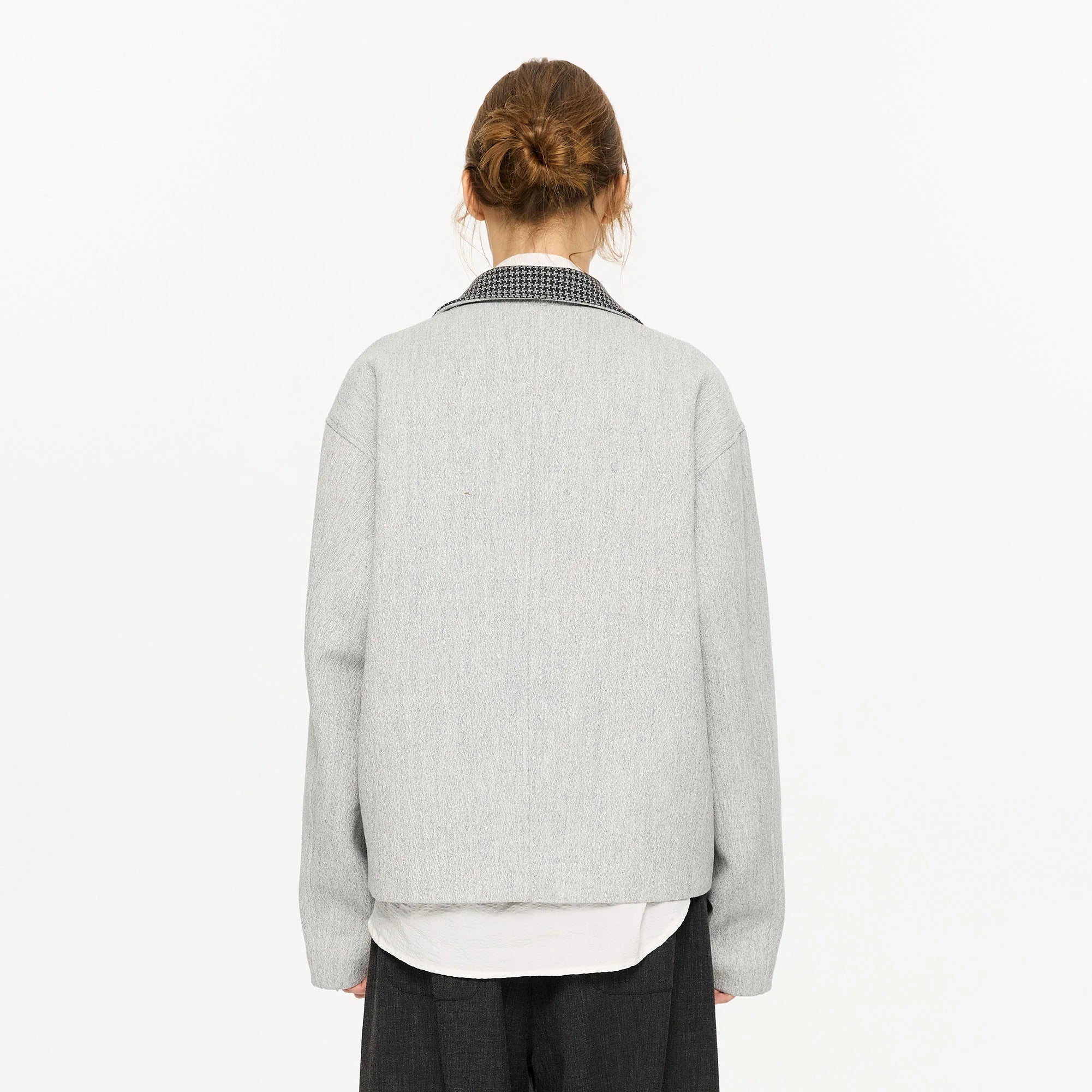 KREATE Houndstooth Wool-Blend Moto Jacket