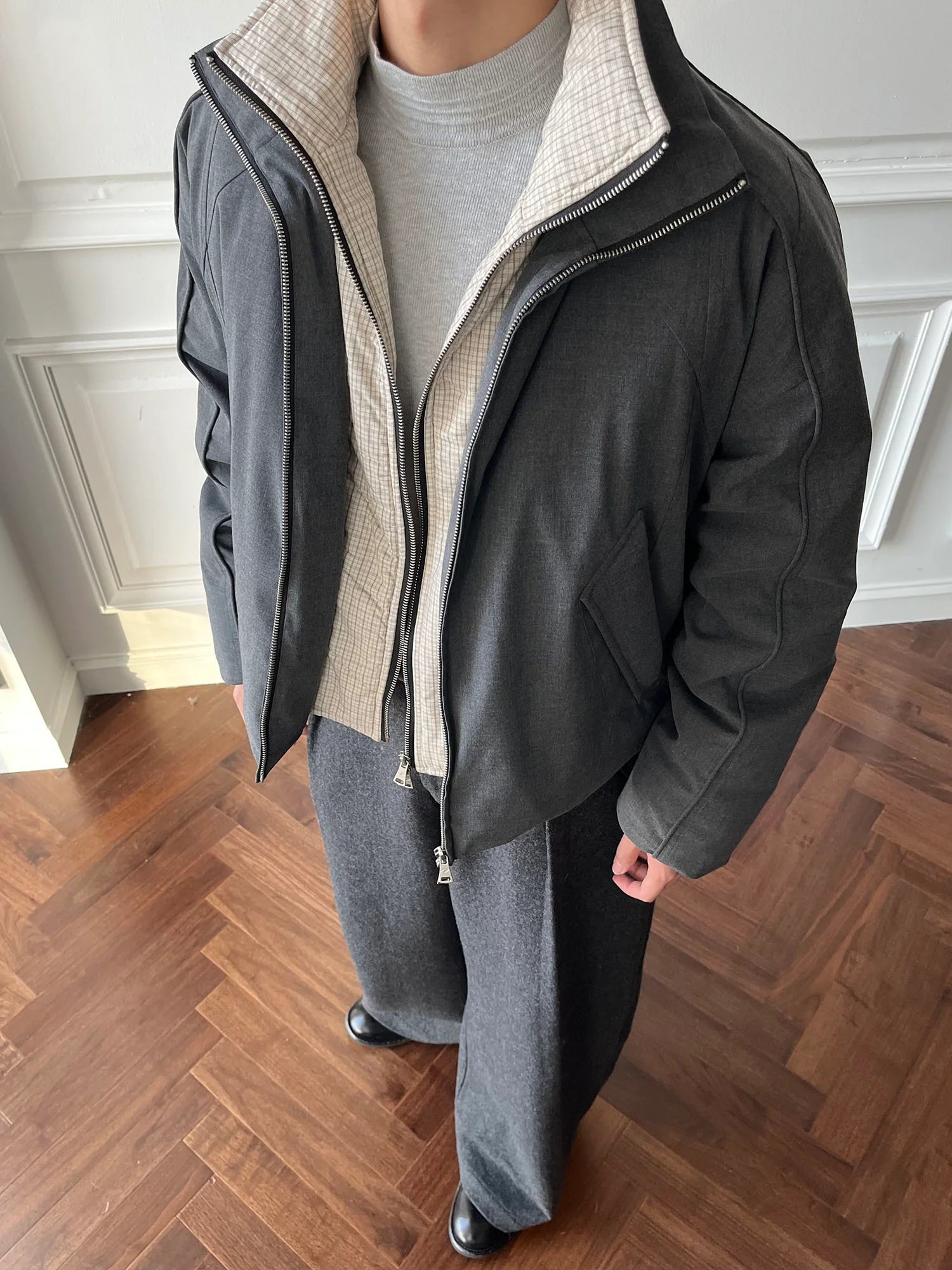 CATSSTAC Plaid Layered Down Jacket