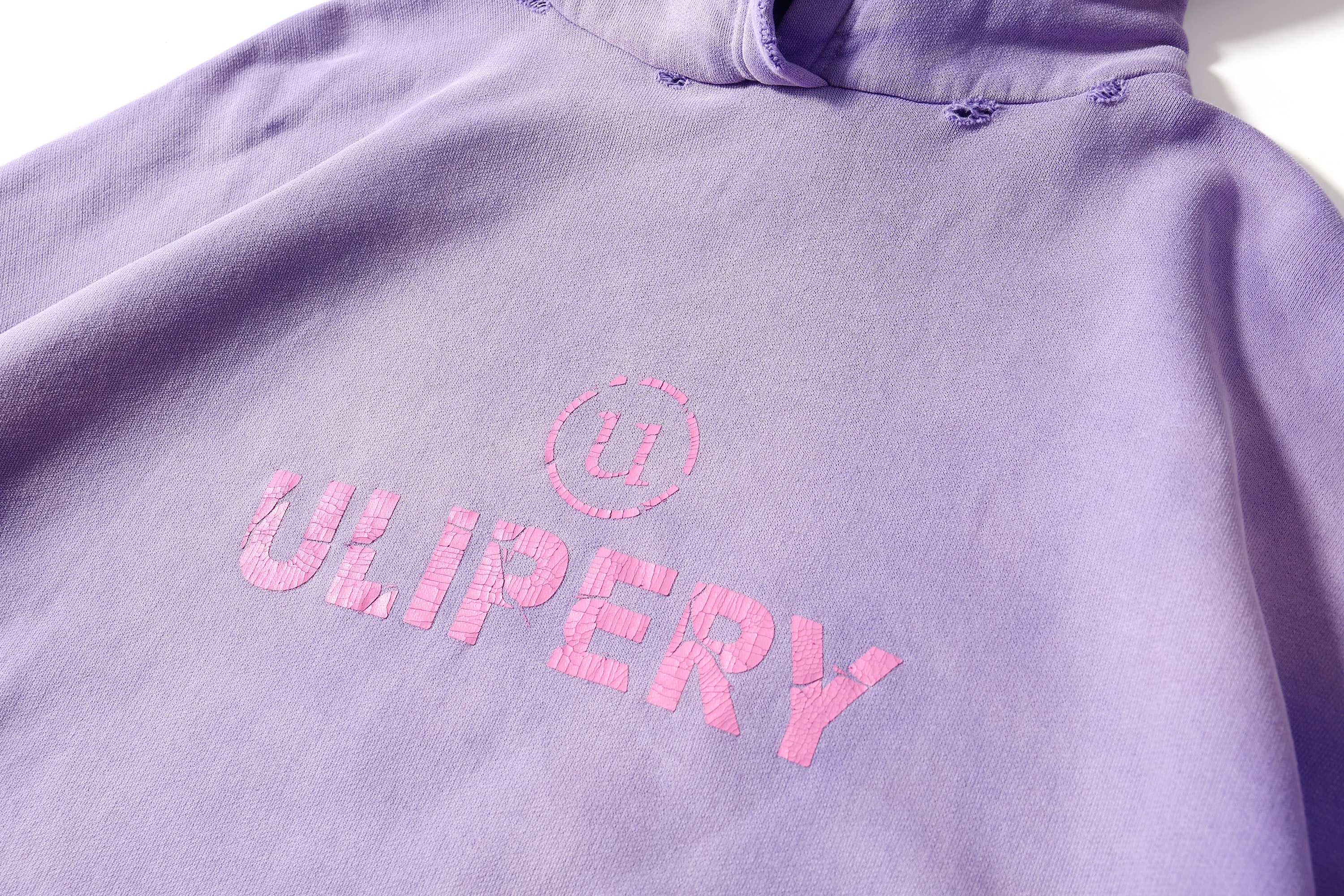 ULIPERY Distressed Gradient Oversized Hoodie Purple