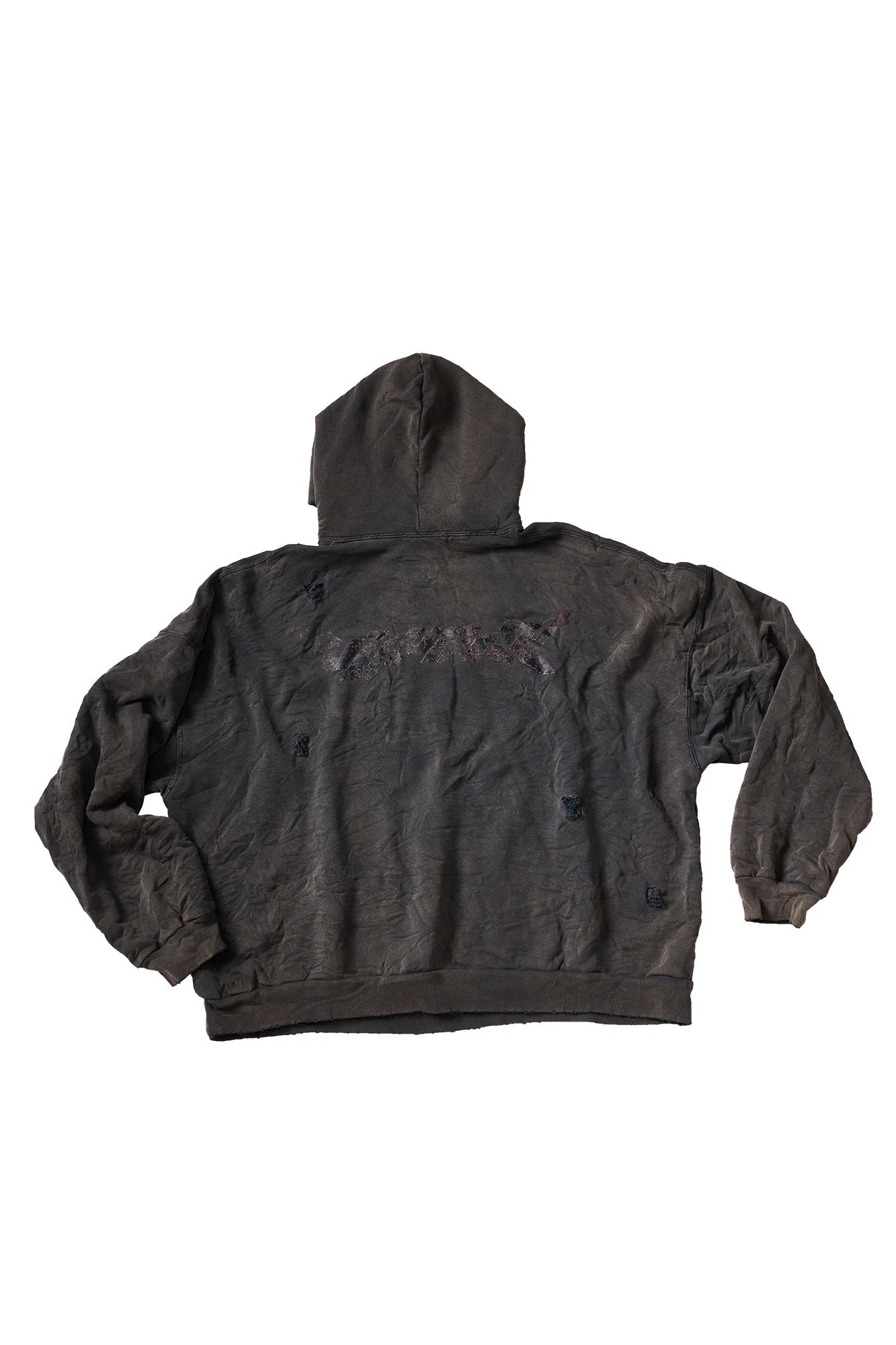 ULIPERY Dirty Fit Distressed Crinkled Hoodie Black