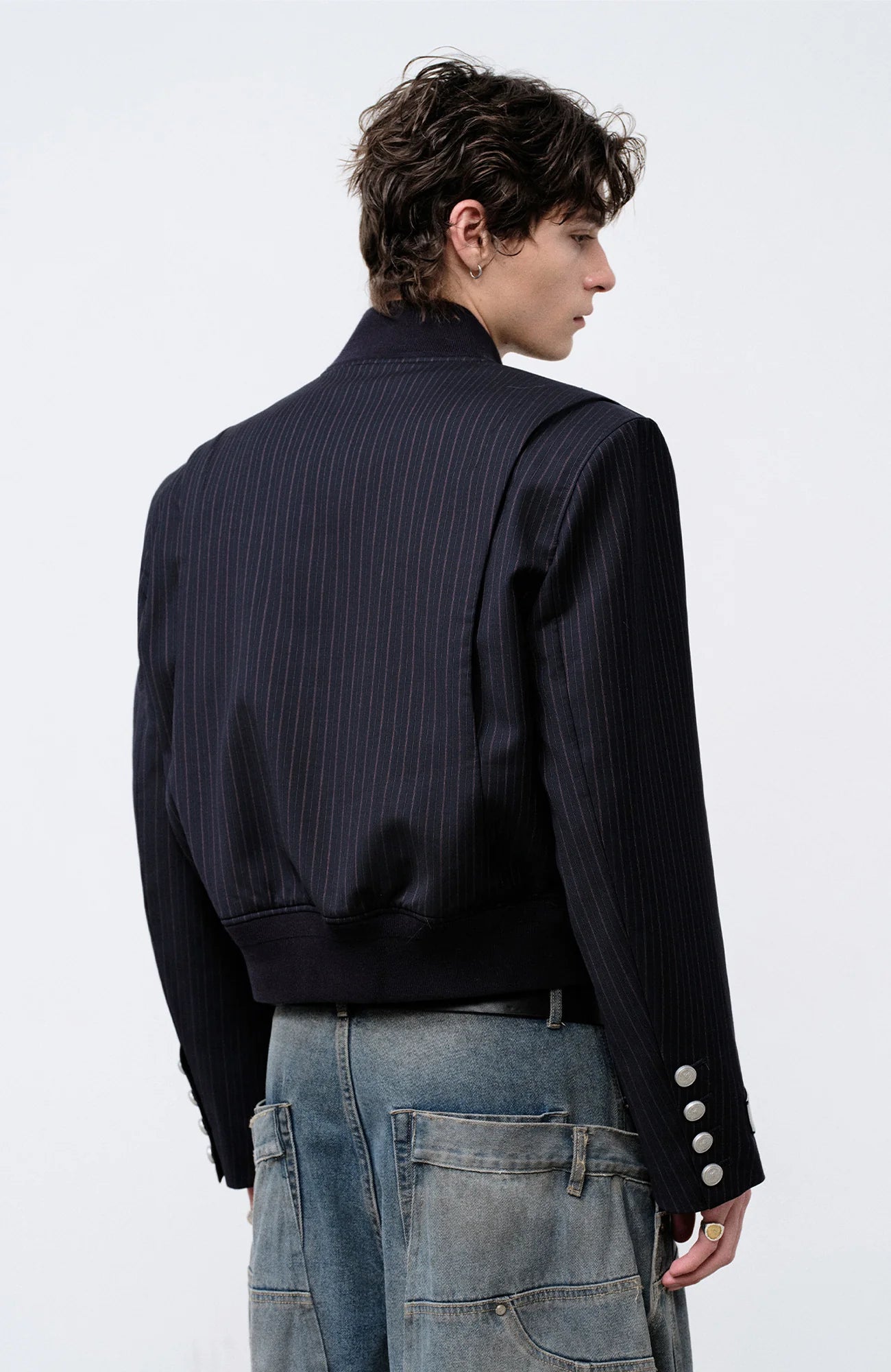 FACEONLAB Arm-Patched Bomber Jacket Navy