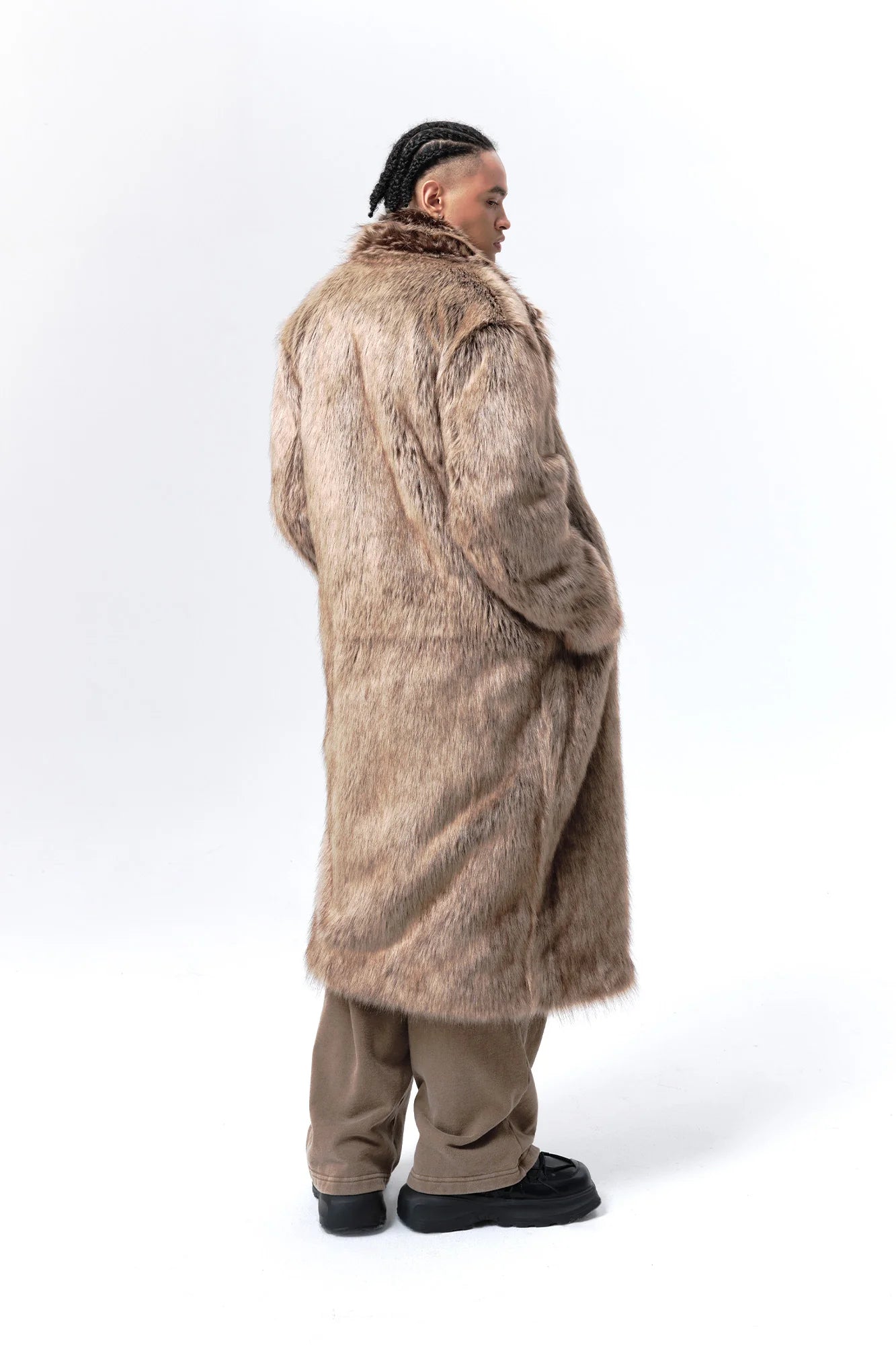 VANN VALRENCE Waxed Faux Fur Maxi Coat