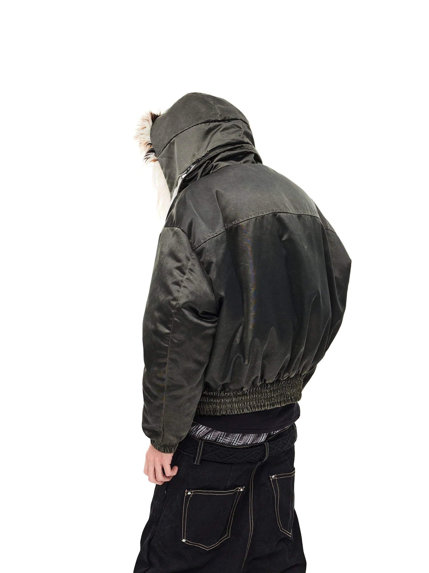 WHISTLEHUNTER Detachable Faux-Fur Hooded Bomber Jacket