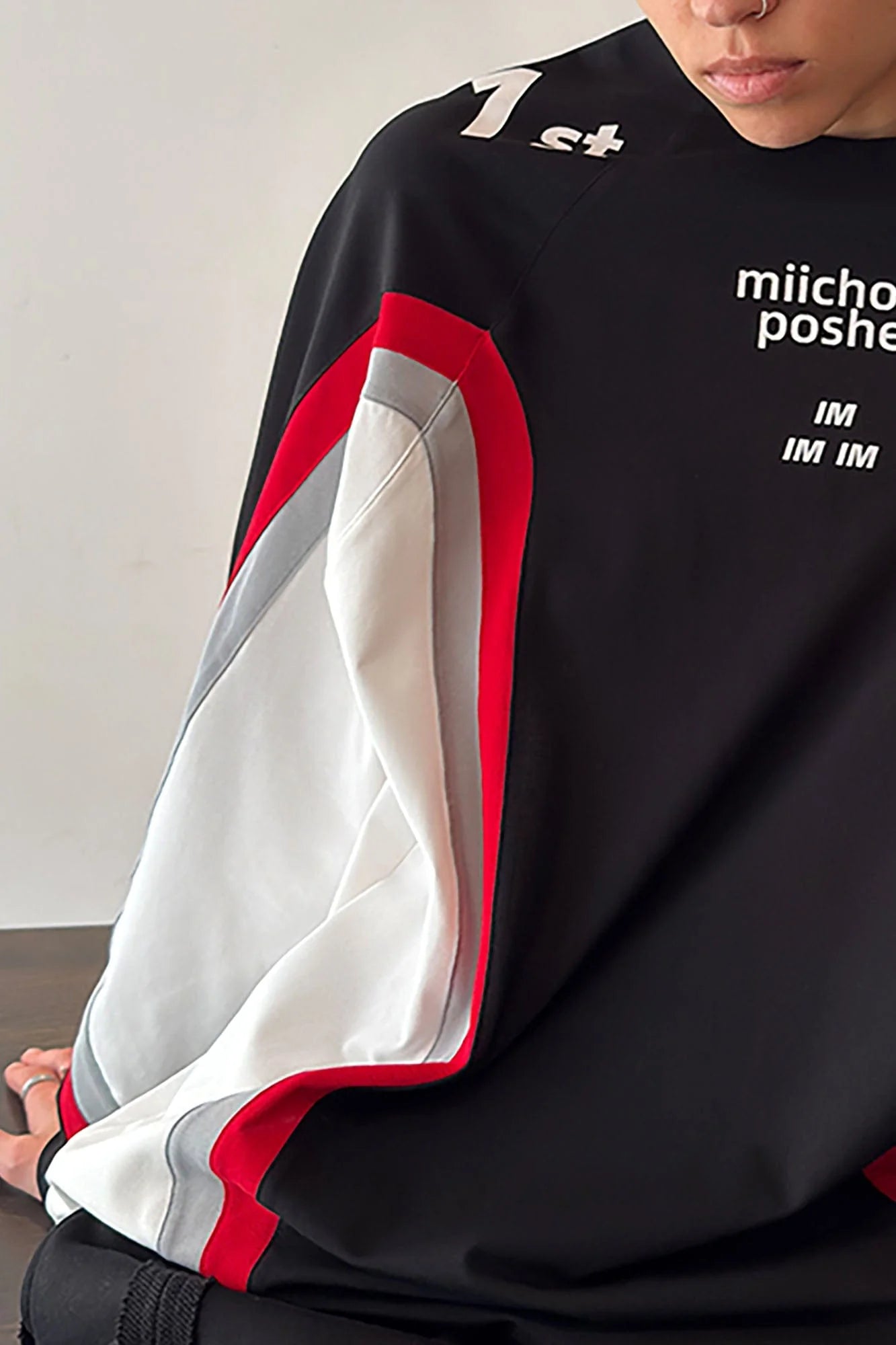 MIICHOUS Arc Panelled UV Protection Button-Neck Long-Sleeve Tee