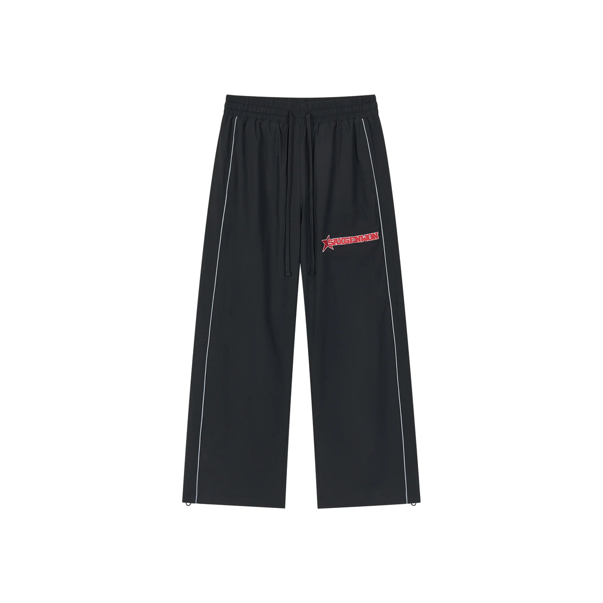 SAVAGEGROWTHWORLD Embroidered Logo Piped Straight-Leg Pants