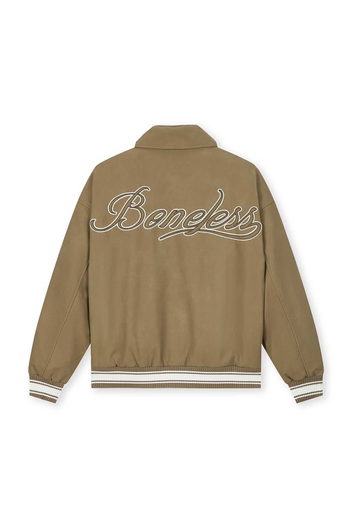BONELESS Embroidered Logo PU Varsity Jacket