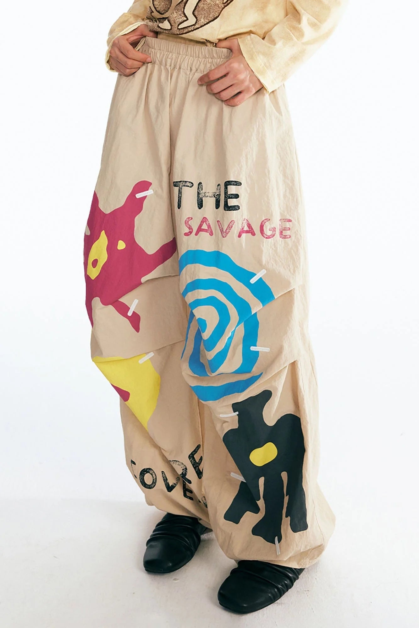 1997 POSTOFFICE Tribal Spiral Waist-Panel Parachute Pants