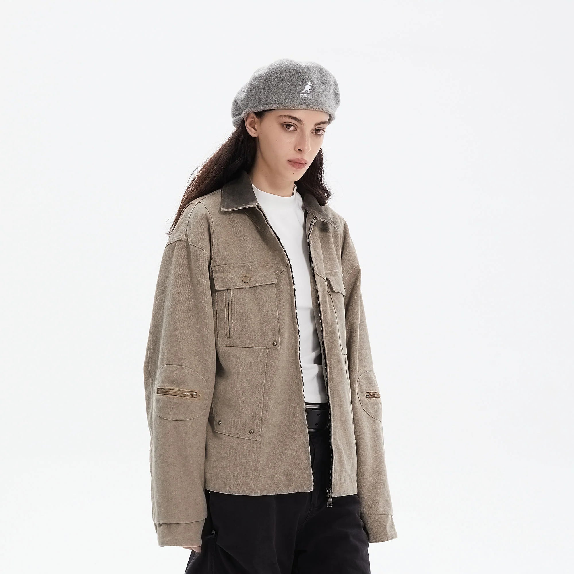ERROR CODE ROBOT Contrast Collar Workwear Jacket