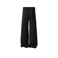 KREATE Inverted Pleats Asymmetric Waist Wide-Leg Trousers