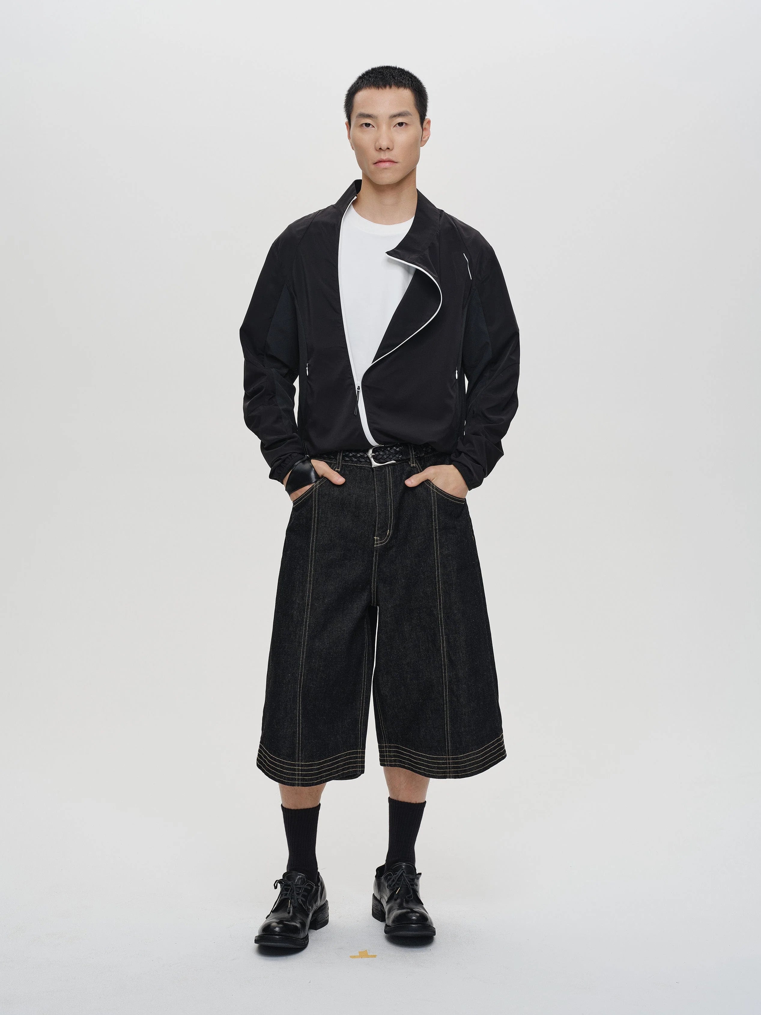 CATSSTAC Contrast Stitch Middle Spliced Raw Denim Jeans