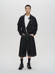 CATSSTAC Contrast Stitch Middle Spliced Raw Denim Jeans
