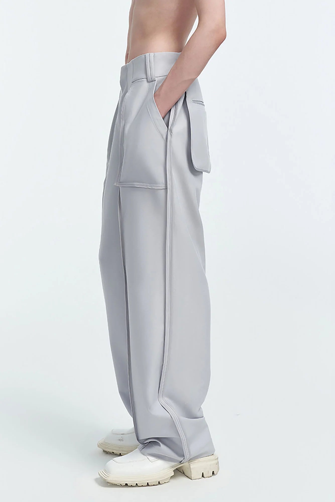 TIWILLTANG Satin Panel Straight-Leg Pants