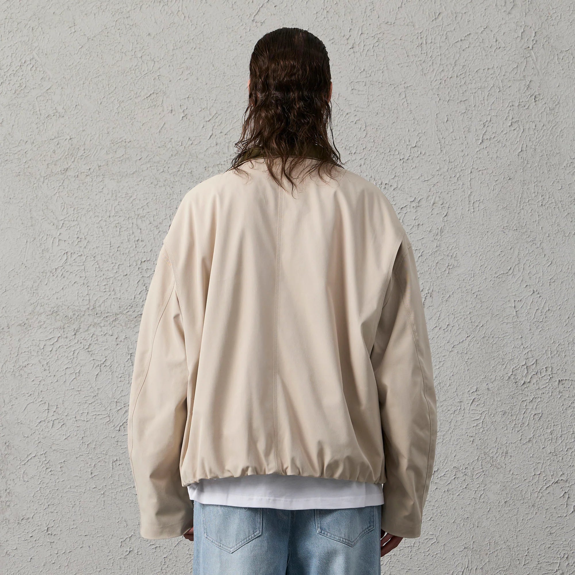 ORGANIC EMOTION Stand Collar PU Drawstring Jacket