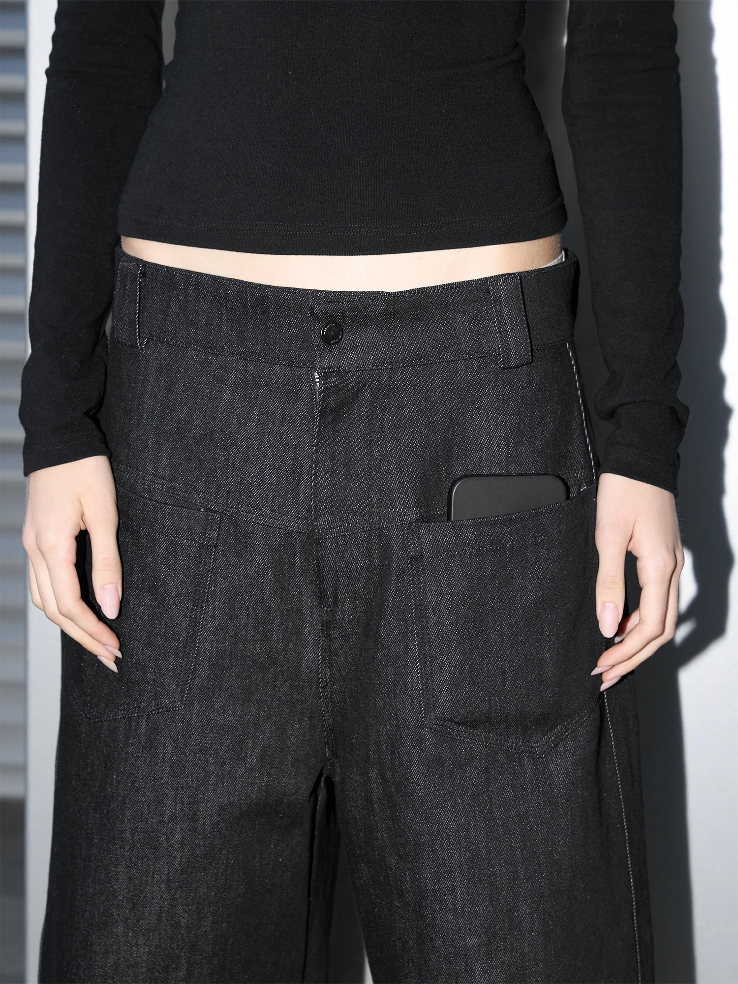 LABELROOM Washed Wide-Leg Raw Denim Pants