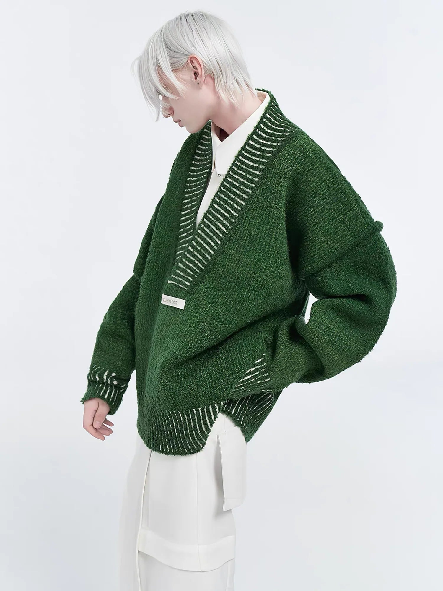 TIWILLTANG Retro Oversized V-Neck Sweater
