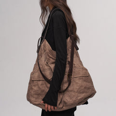 ILNya Nieternite Nifutur Oversized Linen Horsehide-Strap Messenger Bag