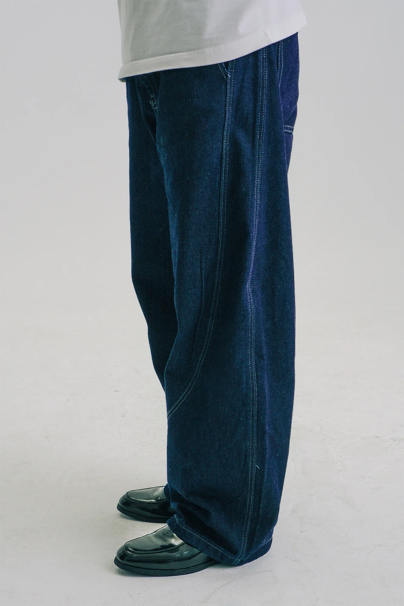 WIID Washed Stitched Curved Panel Jeans