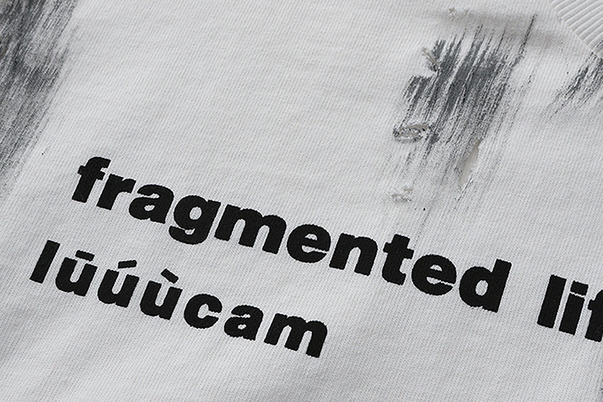 LUUUCAM Fragmented Life Distressed Brushstroke Tee