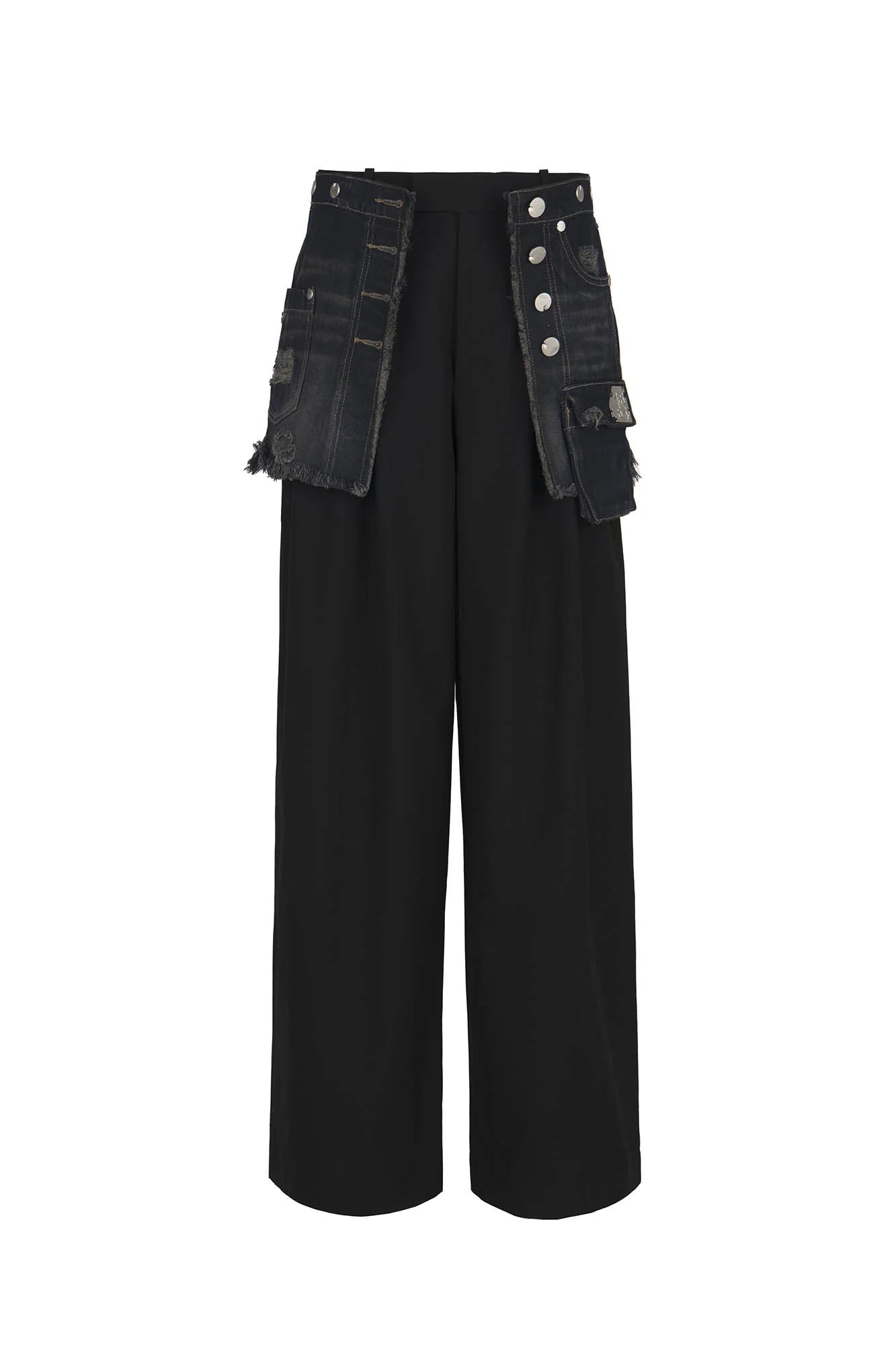 455EMBLE Detachable Frayed Waistband Washed Jeans